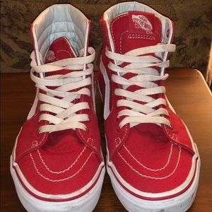 Red and White Hightop Vans